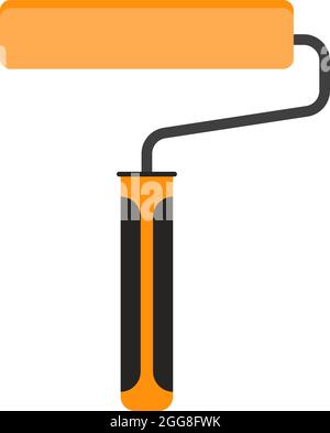 Orange paint roller, illustration, vector on a white background. Stock Vector