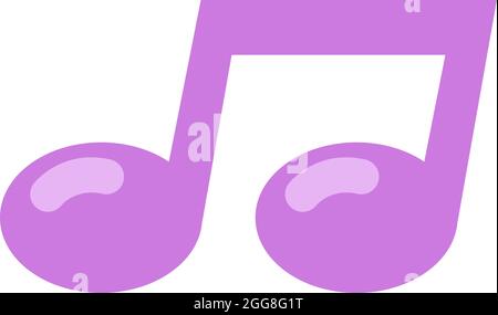 Purple music note, illustration, vector on a white background. Stock Vector