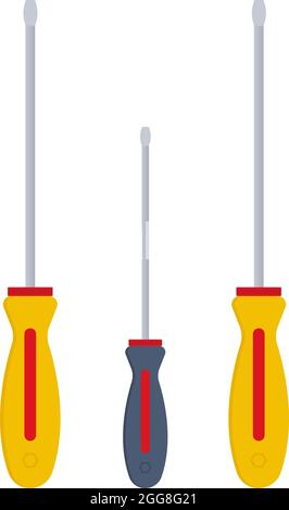 Three screwdrivers, illustration, vector on a white background. Stock Vector