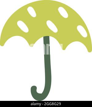 Bright green umbrella with white lines, illustration, vector on a white background. Stock Vector