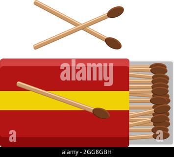 Box of matches, illustration, vector on a white background. Stock Vector