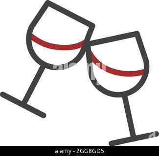 Two wine glasses, illustration, vector on a white background. Stock Vector