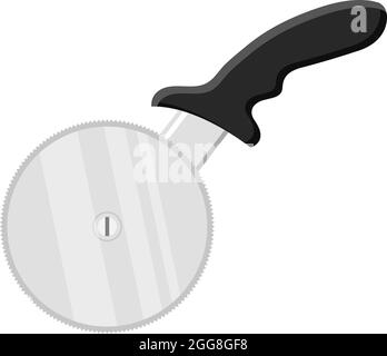 Black pizza cutter, illustration, vector on a white background. Stock Vector