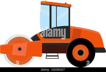 Red road roller, illustration, vector on a white background. Stock Vector