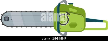 Green chainsaw, illustration, vector on a white background. Stock Vector