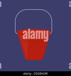 Red fire bucket, illustration, vector on a white background. Stock Vector
