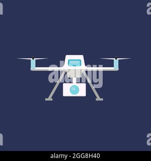White drone, illustration, vector on a white background. Stock Vector