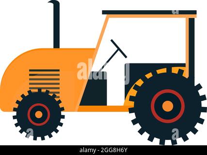 Yellow tractor, illustration, vector on a white background. Stock Vector