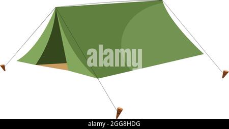 Big green tent, illustration, vector on a white background. Stock Vector