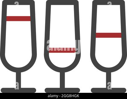 Three wine glasses, illustration, vector on a white background. Stock Vector