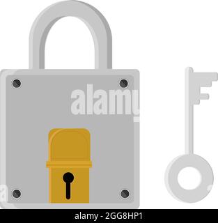 Grey lock, illustration, vector on a white background. Stock Vector