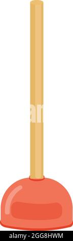 Red toilet plunger, illustration, vector on a white background. Stock Vector