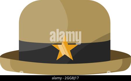 Sheriffs hat, illustration, vector on a white background. Stock Vector