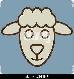 Brown lamb head, illustration, vector, on a white background. Stock Vector