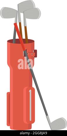 Red golf bag, illustration, vector on a white background. Stock Vector