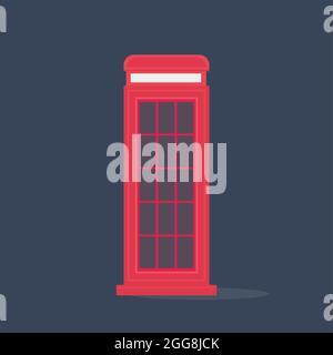 Telephone booth, illustration, vector on a blue background. Stock Vector