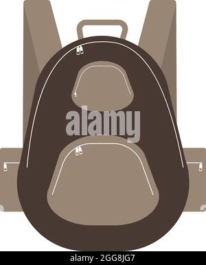 Brown school bag, illustration, vector on a white background. Stock Vector