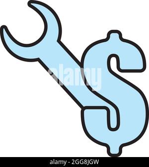 Fixing dollar worth, illustration, vector, on a white background. Stock Vector