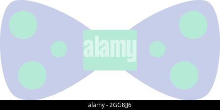 Purple bow with green dots, illustration, vector, on a white background. Stock Vector