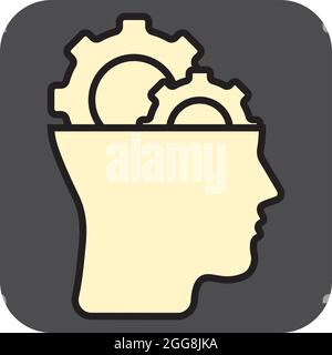 Head with gears, illustration, vector, on a white background. Stock Vector