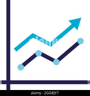 Blue analytics arrow, illustration, vector, on a white background. Stock Vector