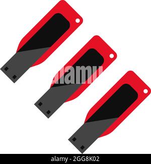 Red pendrives, illustration, vector on a white background. Stock Vector