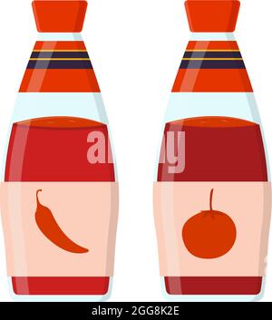 Sauce bottle, illustration, vector on a white background. Stock Vector