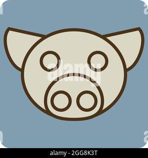 Brown pig head, illustration, vector, on a white background. Stock Vector