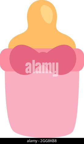 Pink baby bottle, illustration, vector, on a white background. Stock Vector