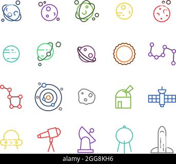 Space icon pack, illustration, vector, on a white background. Stock Vector