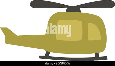 Green helicopter, illustration, vector, on a white background. Stock Vector