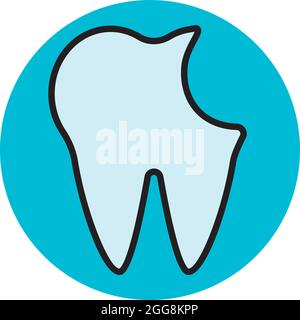 Damaged tooth, illustration, vector, on a white background. Stock Vector