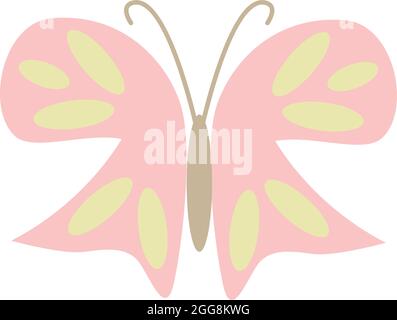 Pink butterfly with yellow circles, illustration, vector, on a white background. Stock Vector
