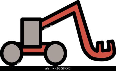 Red construction car, illustration, vector, on a white background. Stock Vector