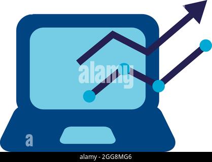 Laptop analytics, illustration, vector, on a white background. Stock Vector