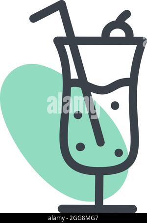 Tropical coctail, illustration, vector, on a white background. Stock Vector