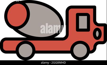 Red constructiontruck, illustration, vector, on a white background. Stock Vector