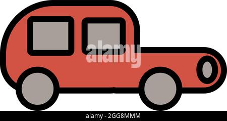 Old red car, illustration, vector, on a white background. Stock Vector