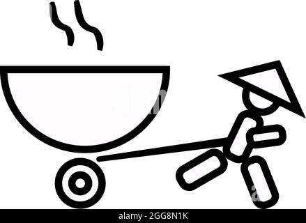 Chinese delivery man, illustration, vector, on a white background. Stock Vector