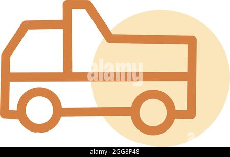 Orange garbage truck, illustration, vector, on a white background. Stock Vector