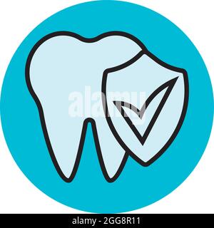 Saved tooth, illustration, vector, on a white background. Stock Vector