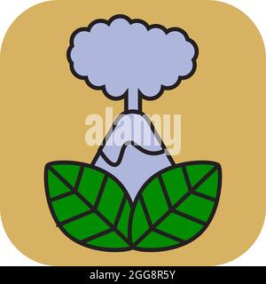 Ecological volcano, illustration, vector, on a white background. Stock Vector