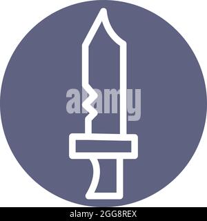 Old big knife, illustration, vector, on a white background. Stock Vector
