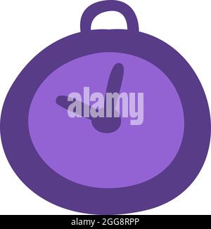Purple hotel clock, illustration, vector, on a white background. Stock Vector