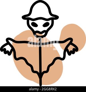 Halloween scare crow, illustration, vector, on a white background. Stock Vector