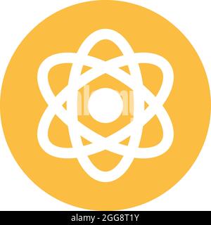 Chemical atom, illustration, vector, on a white background. Stock Vector