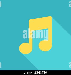 Yellow music note, illustration, vector, on a white background. Stock Vector