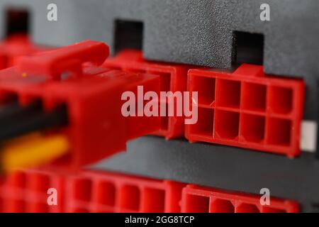 Power supply wires and plastic parts for computer Stock Photo
