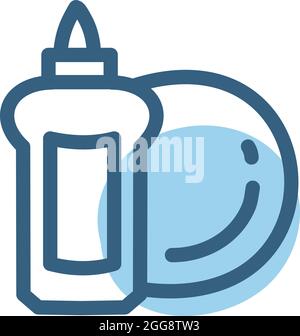 Washing dishes, illustration, vector, on a white background. Stock Vector