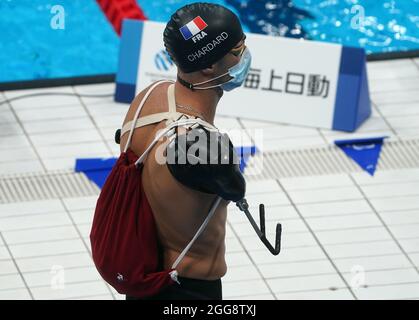 Tokio, Japan. 30th Aug, 2021. Paralympics: Para swimming, men, 50m butterfly, at Tokyo Aquatics Centre. Laurent Chardard (France). Credit: Marcus Brandt/dpa/Alamy Live News Stock Photo